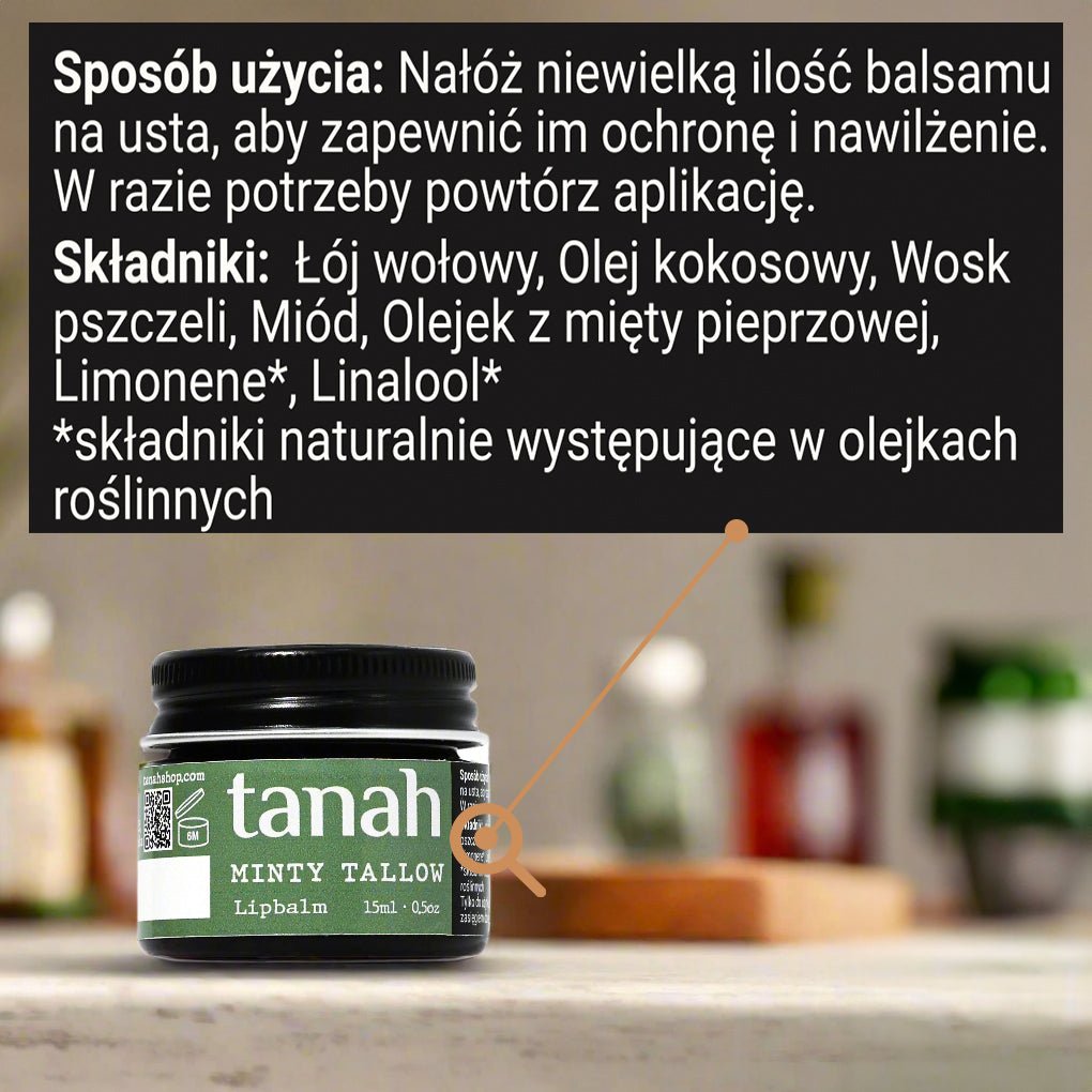Minty Tallow Lipbalm 🍃 15ml (0.5 oz) - tanah