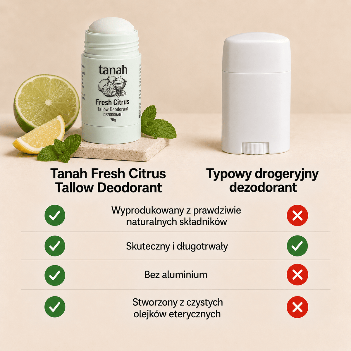 Fresh Citrus Tallow Deodorant | 70g - tanah